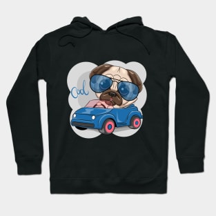 cool pug dog riding a car Hoodie